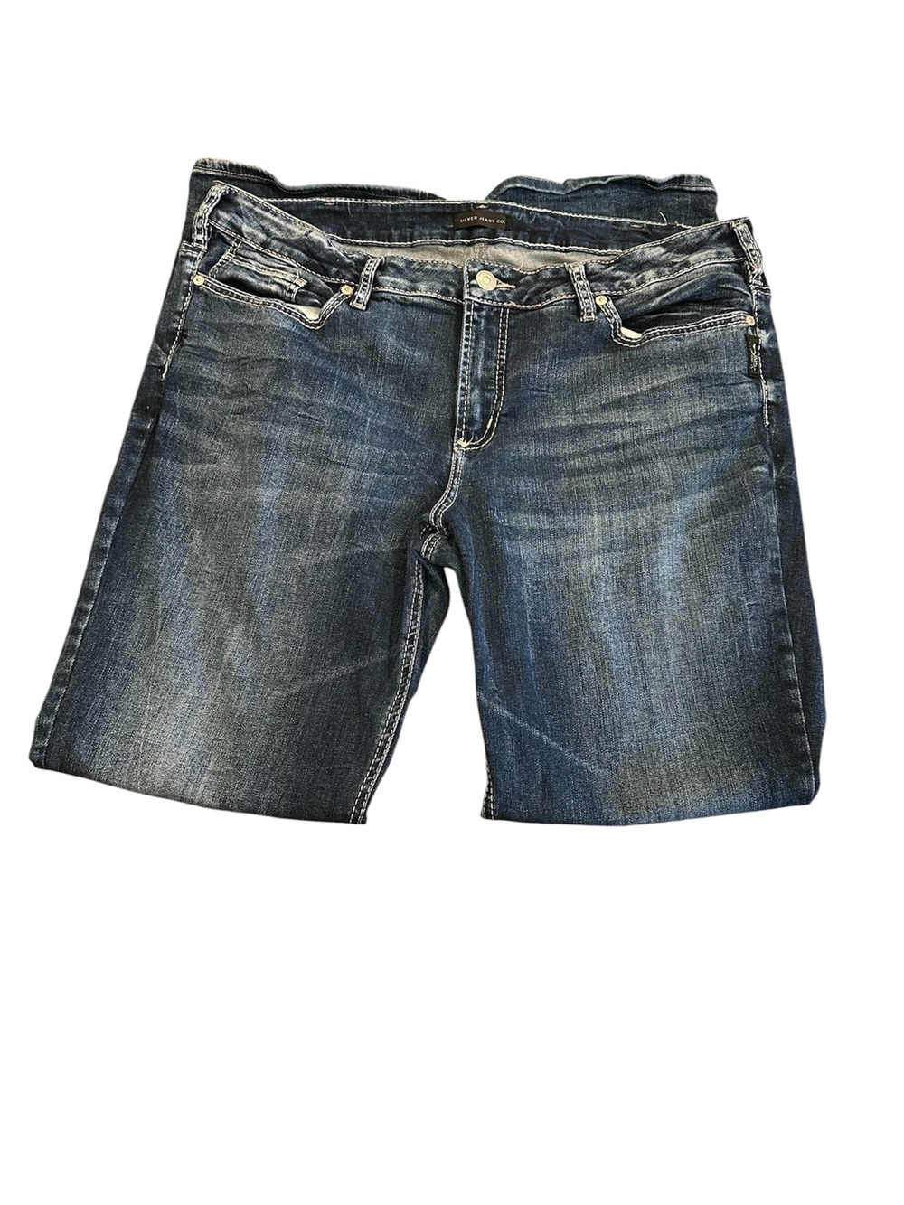 Silver Jeans Elysee Women’s Slim Boot Cut Denim Jeans in Dark Blue Wash